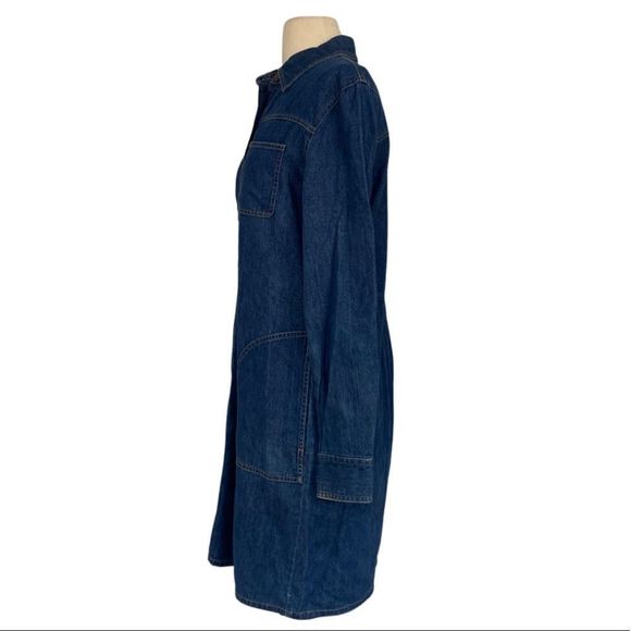 Vintage Retro 90s Talbot's Denim Long Sleeve Button Down Collared Shirt Dress - Picture 8 of 8